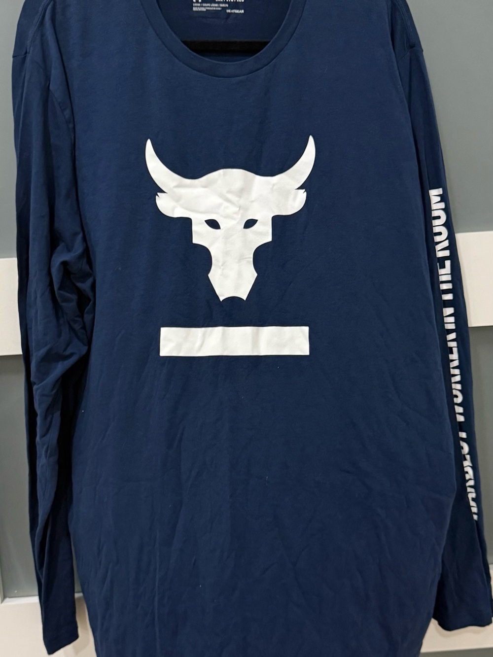 Under Armour Rock Navy Long Sleeve Tee with White Bull Logo